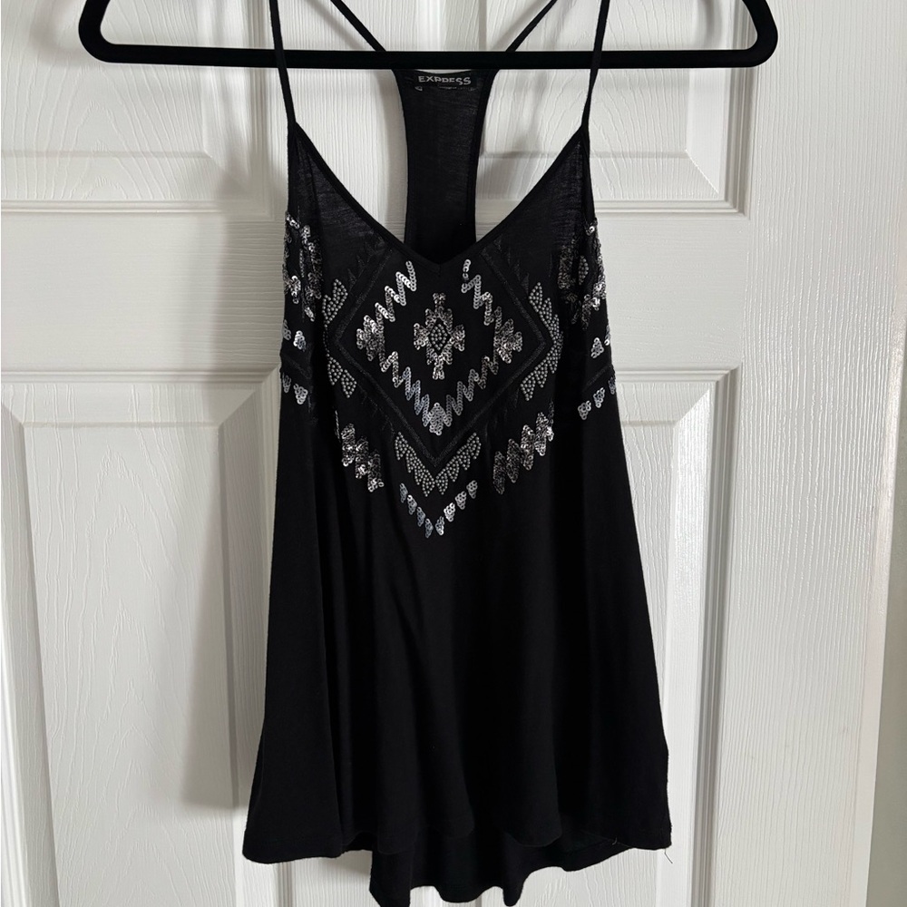 Express Black and Silver Embellished Cami